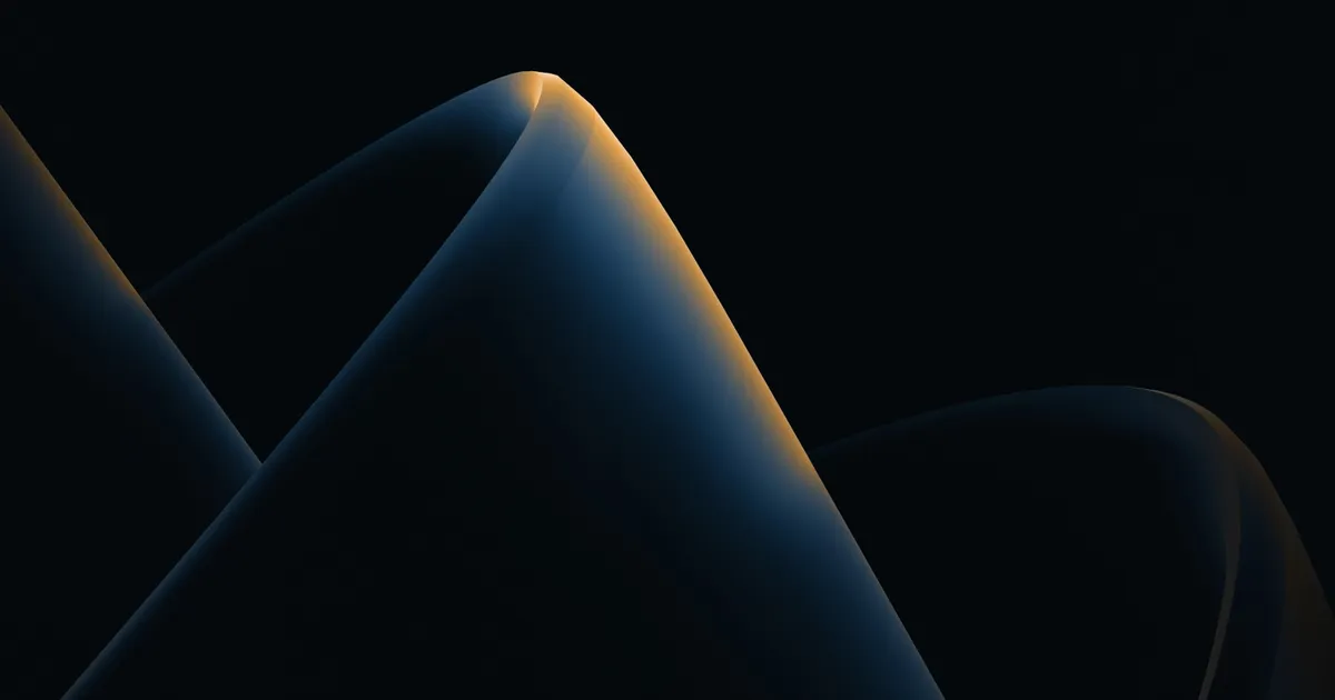 Curving abstract shapes with an orange and blue gradient