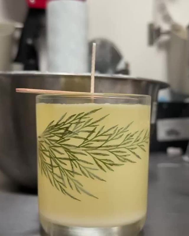 A freshly poured candle, still in the studio